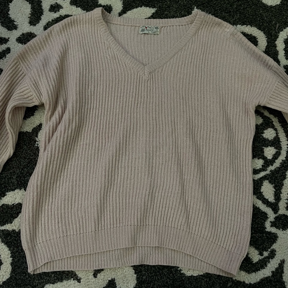 pink v neck sweater